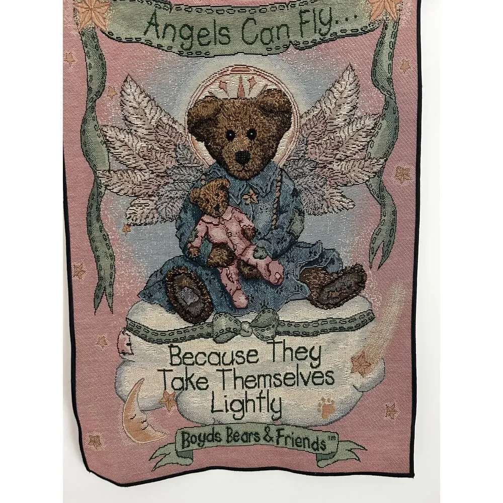 Vintage Boyds Bears Angel Tapestry – “Angels Can Fly” Wall Hanging